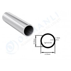 Alüminyum Boru Dış Çap 25mm  Et Kalınlık 3mm
